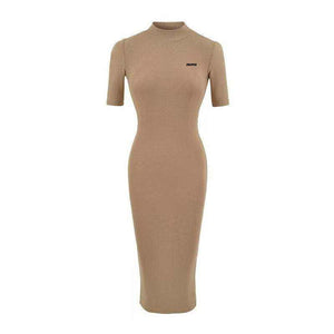فستان Loungewear ميدي ضيق بأكمام قصيرة أصلي 100% مريح وأنيق