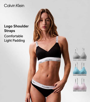 حمالة صدر براس مريحة بحشوة خفيفة بشعار Calvin Klein من قماش قطني ناعم وتصميم رياضي أنيق