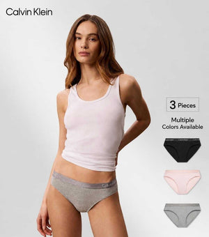 طقم panties قطنية ناعمة ومريحة مكون من 3 قطع بألوان أساسية مع حزام مرن للراحة اليومية