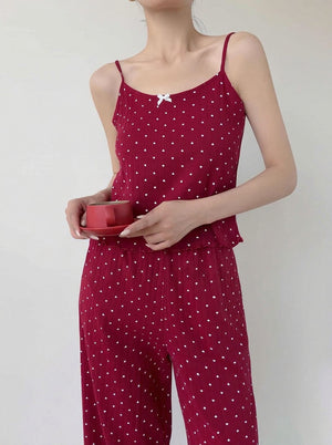 Long-sleeve button-front top from the heart print pajama set