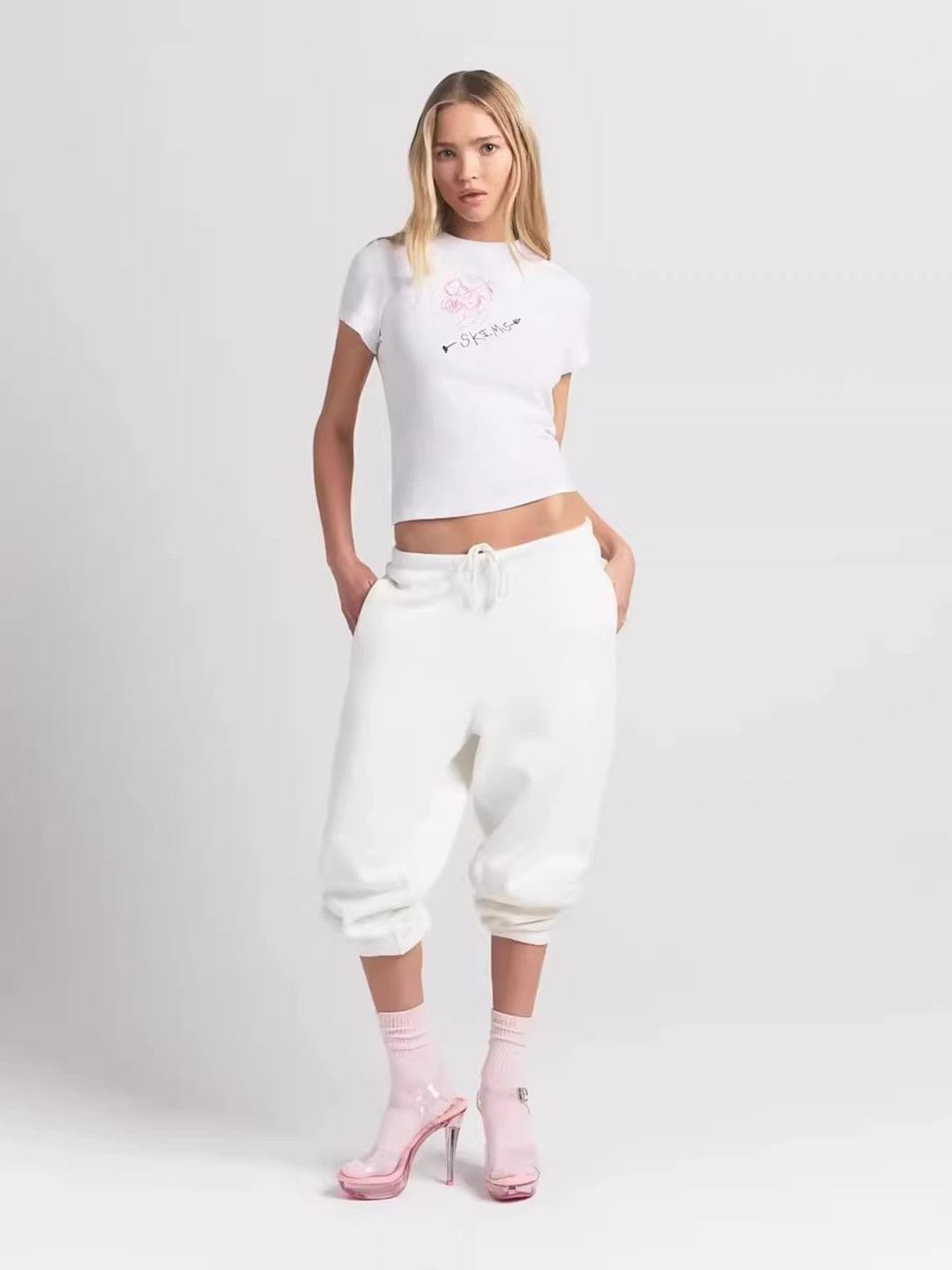 تيشيرت Loungewear قطني مريح بطبعات ناعمة