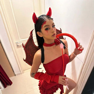 Red evil cupid costume outfit for Halloween parties