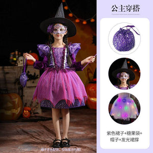 Purple girls Halloween witch dress, additional photo