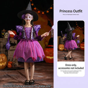 Purple starry witch dress for girls, product photo
