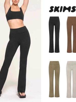 بنطال Loungewear مريح وناعم بقصة كلوش وخصر مرتفع للراحة والأناقة المنزلية