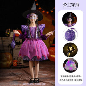 Starry purple girls witch costume, catalog image