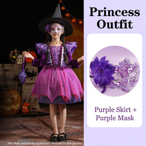 Starry purple witch costume for kids, gallery image