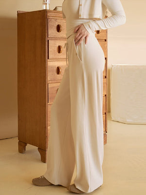 Vanilla White straight leg sweatpants shown from the side