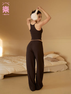 Smoke Wood Ash wide leg sweatpants shown from the back