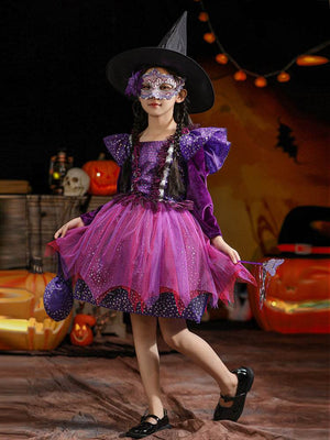 Purple witch costume for girls, another angle