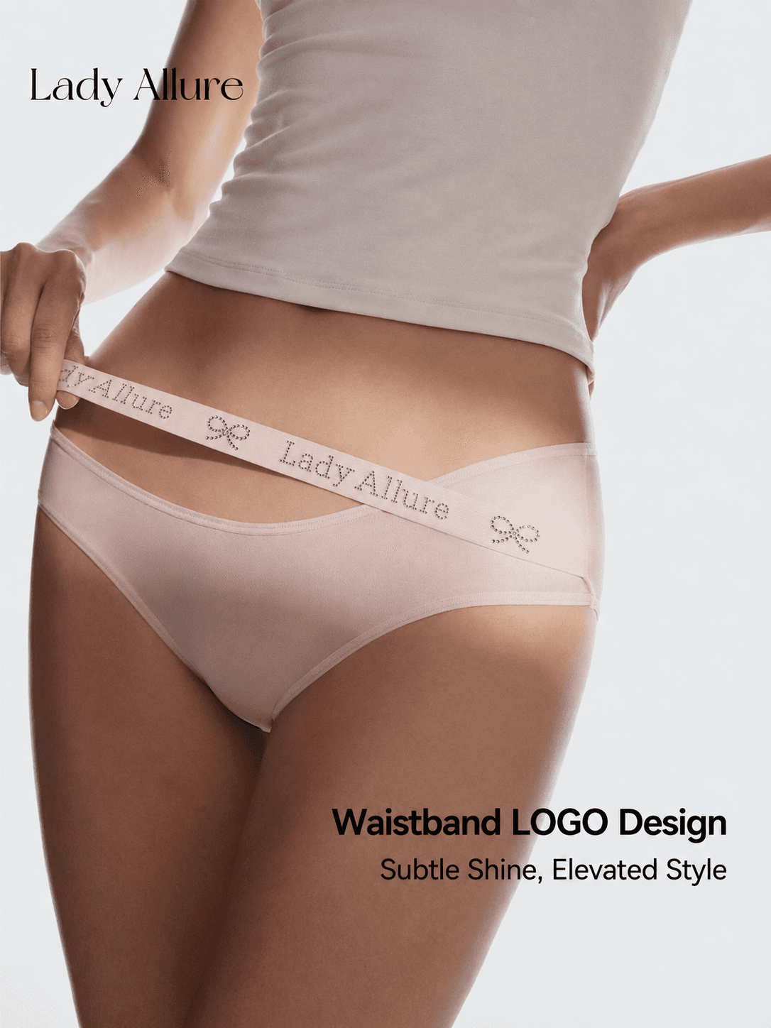 Panties ناعمة بتصميم متقاطع وحزام خصر لامع