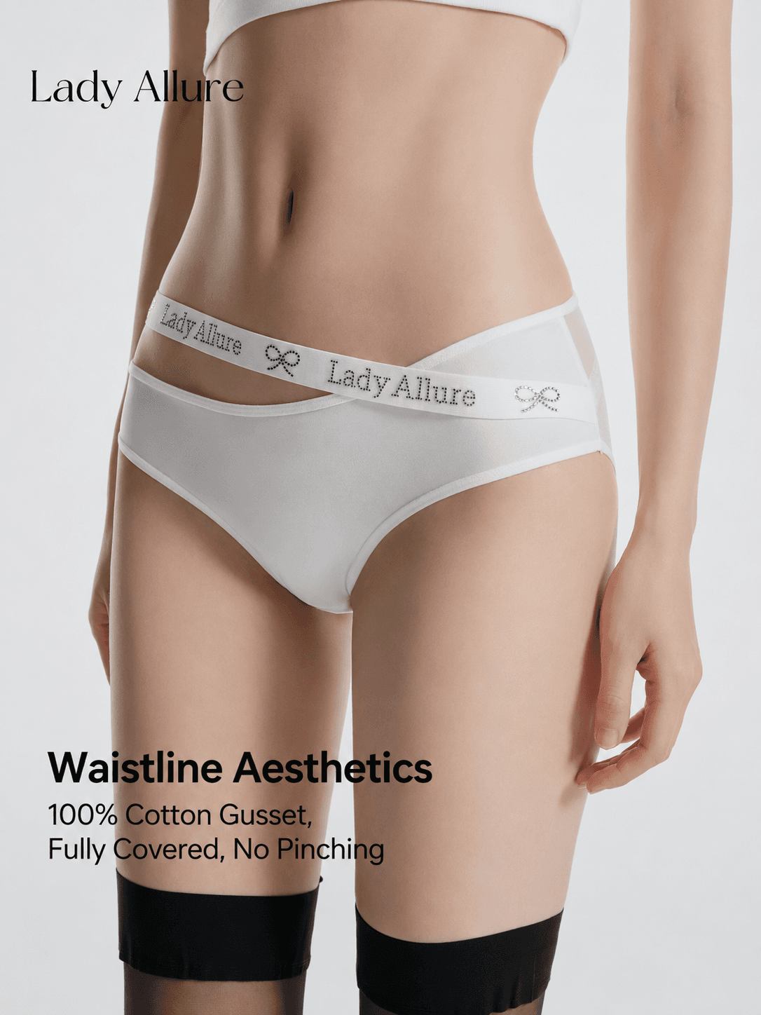 Panties ناعمة بتصميم متقاطع وحزام خصر لامع