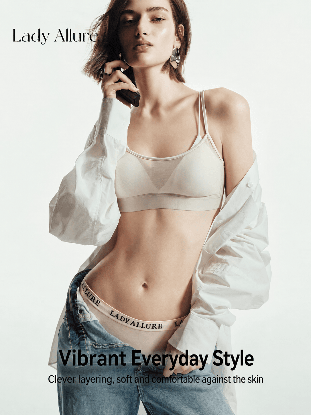 Panties قطنية ناعمة بحزام شعار عريض للاستخدام اليومي