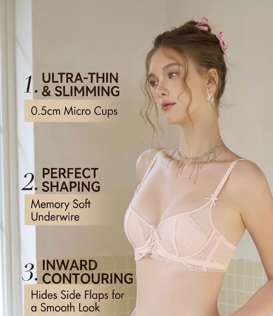 طقم Lingerie دانتيل فرنسي ناعم بكوب 0.5 سم