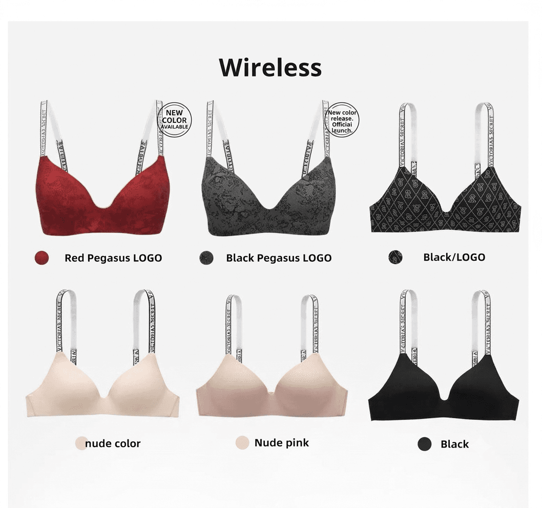 Bras مريحة بدون أسلاك وأشرطة مطبوعة بشعار مرن
