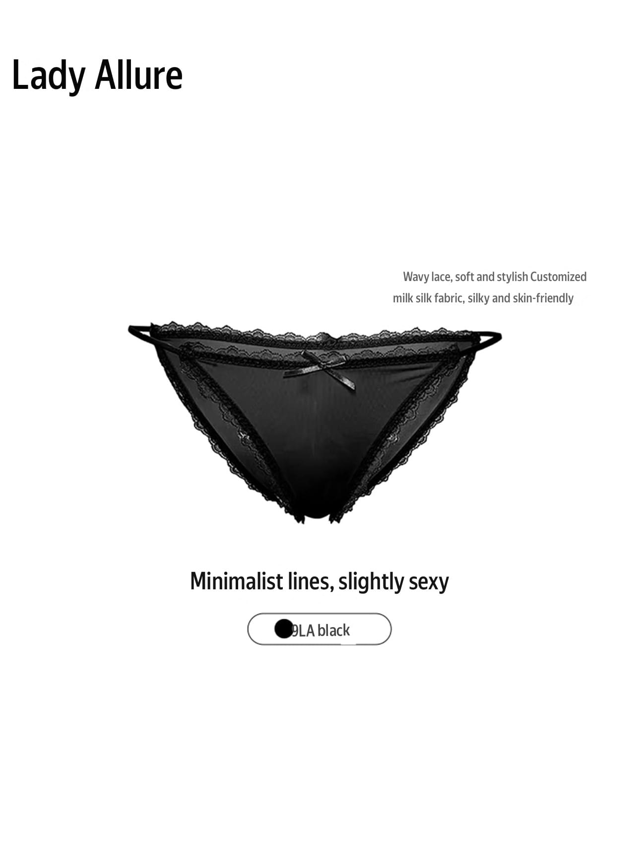 سروال Panties ناعم من حرير الحليب مع دانتيل مموج