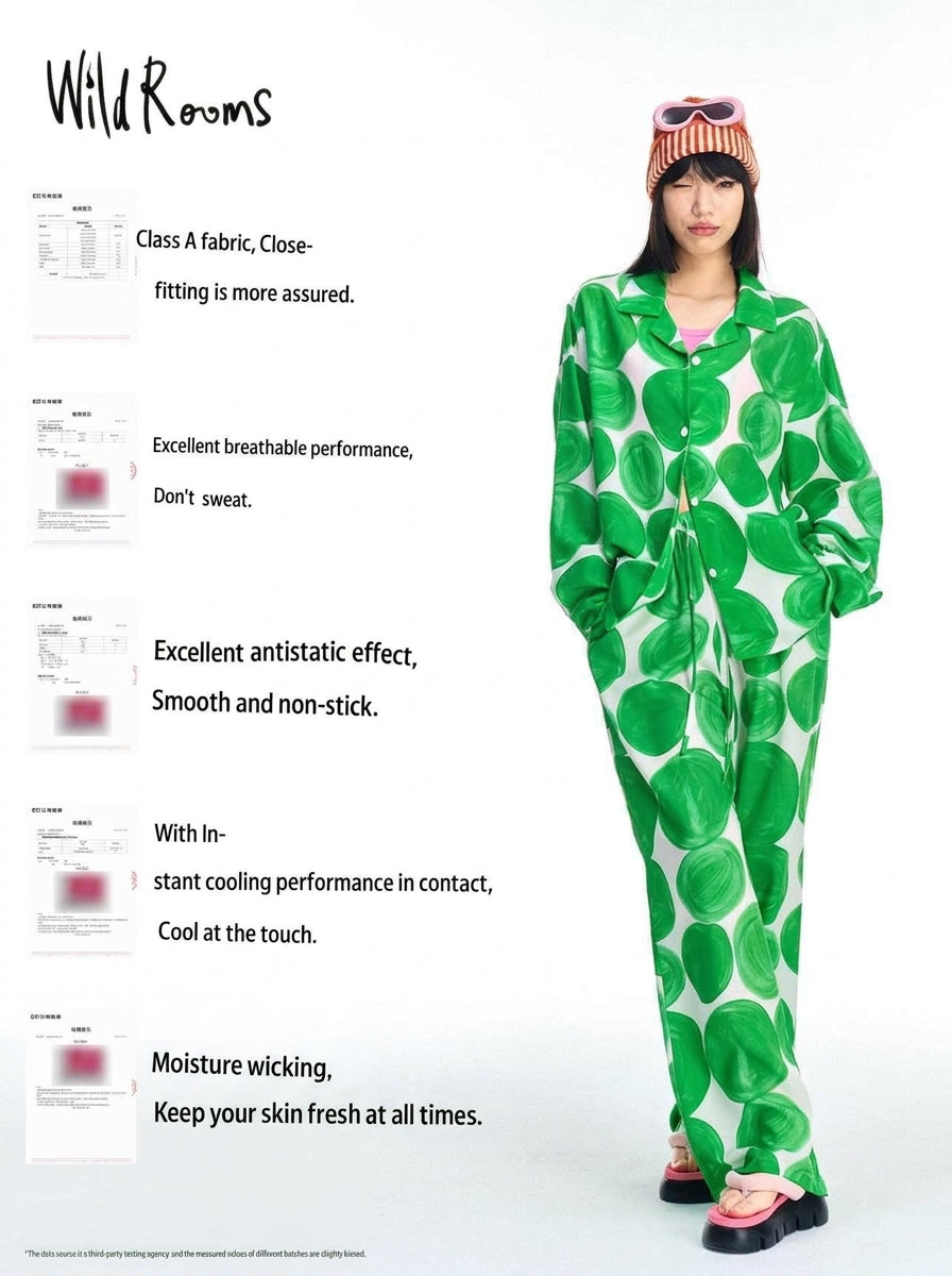 Wide leg drawstring pants from the green polka dot pajama set