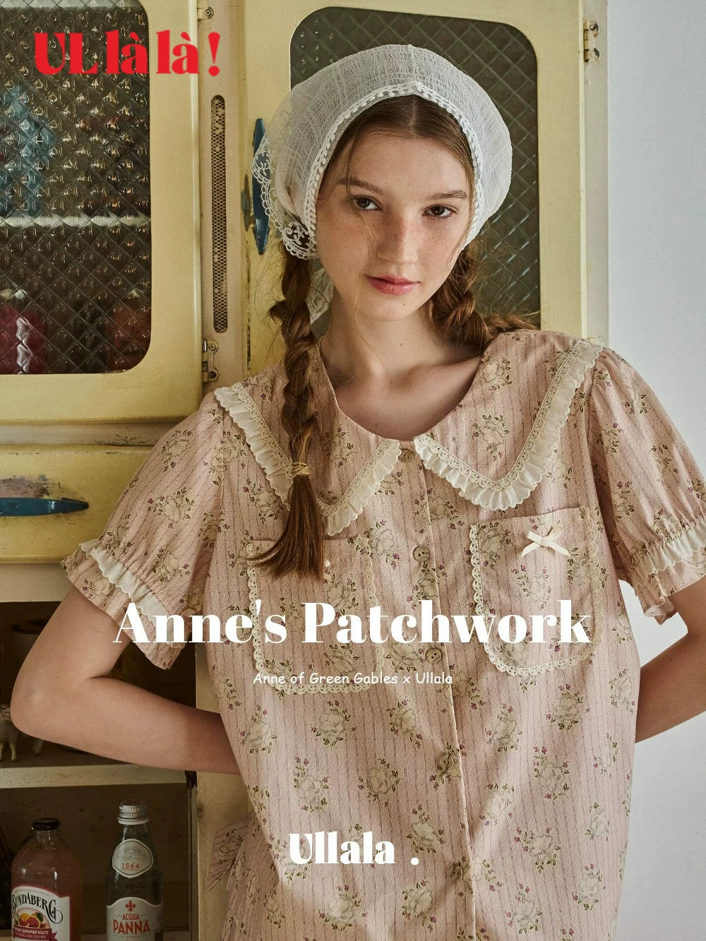 Ullala [Annie collaboration] Korean sweet floral doll collar pajamas for women, summer thin pure cotton loungewear set