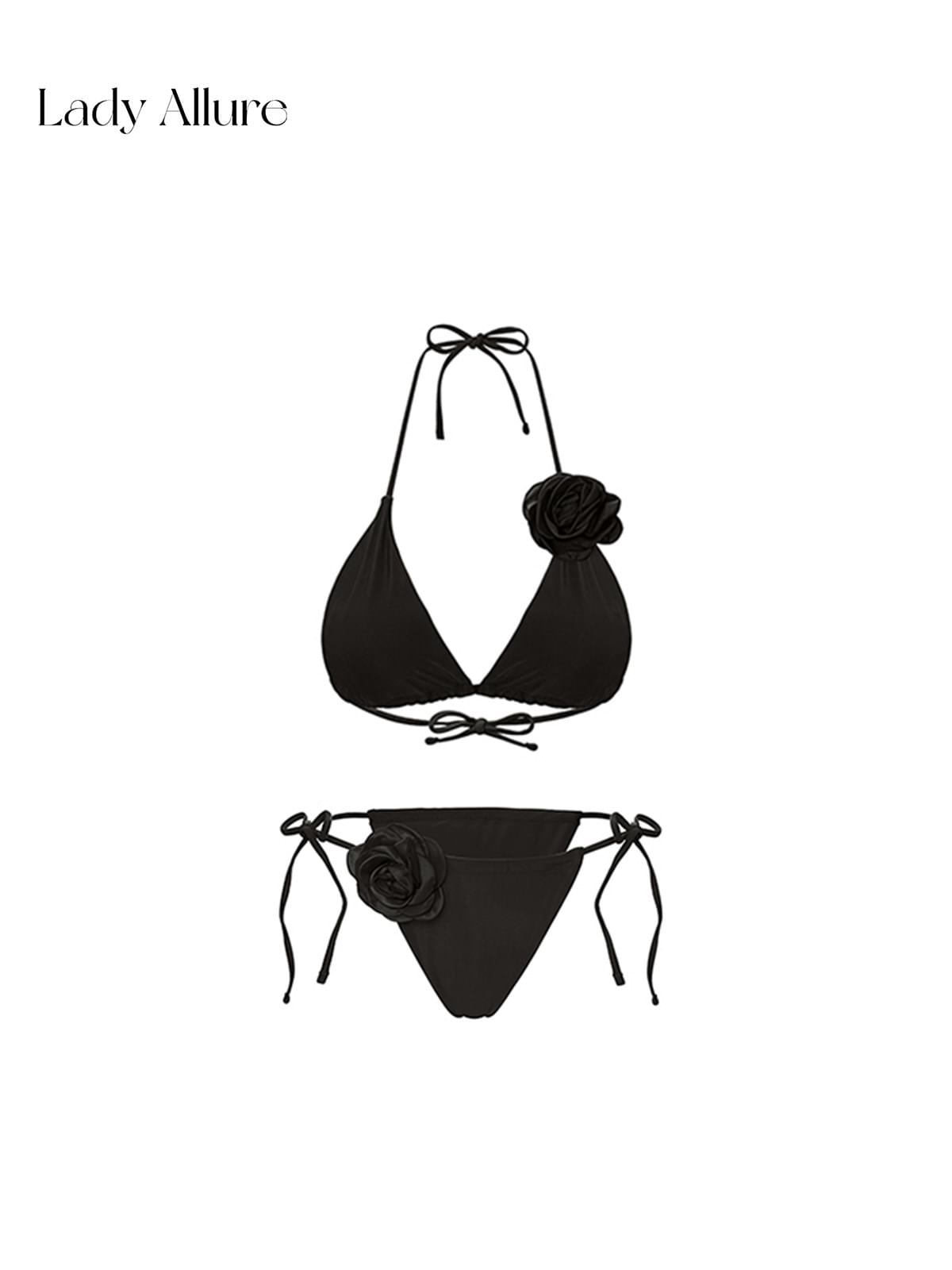 طقم Swimwear قطعتين جذاب مزين بوردة ثلاثية الأبعاد