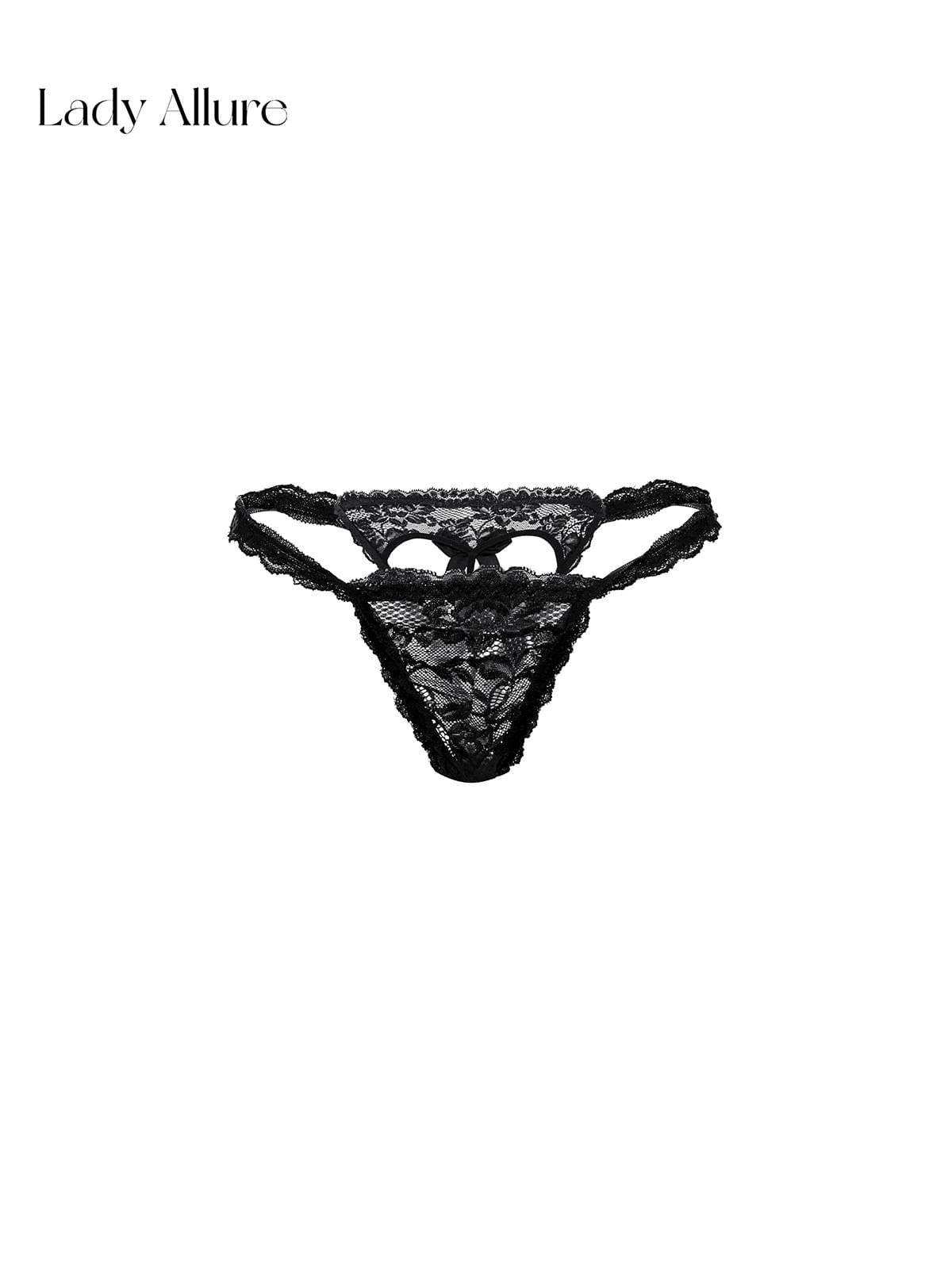 Panties دانتيل بتصميم مفتوح من الخلف وفيونكة ناعمة