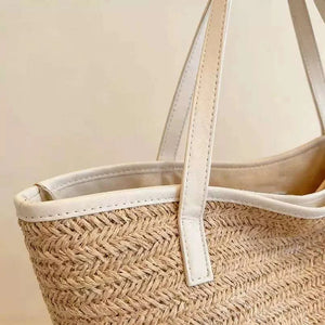 Cross-border Bride Bride straw woven tote bag, large capacity seaside beach bag, bachelorette party woven handbag