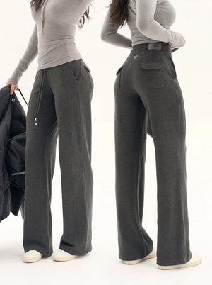 Fleece lined sweatpants in sesame ash grey, back and side view