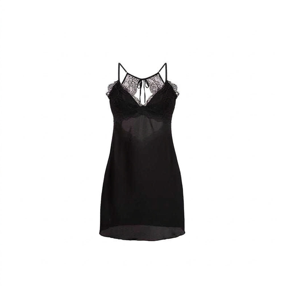 Women's lace nightgown with spaghetti straps, color option shown