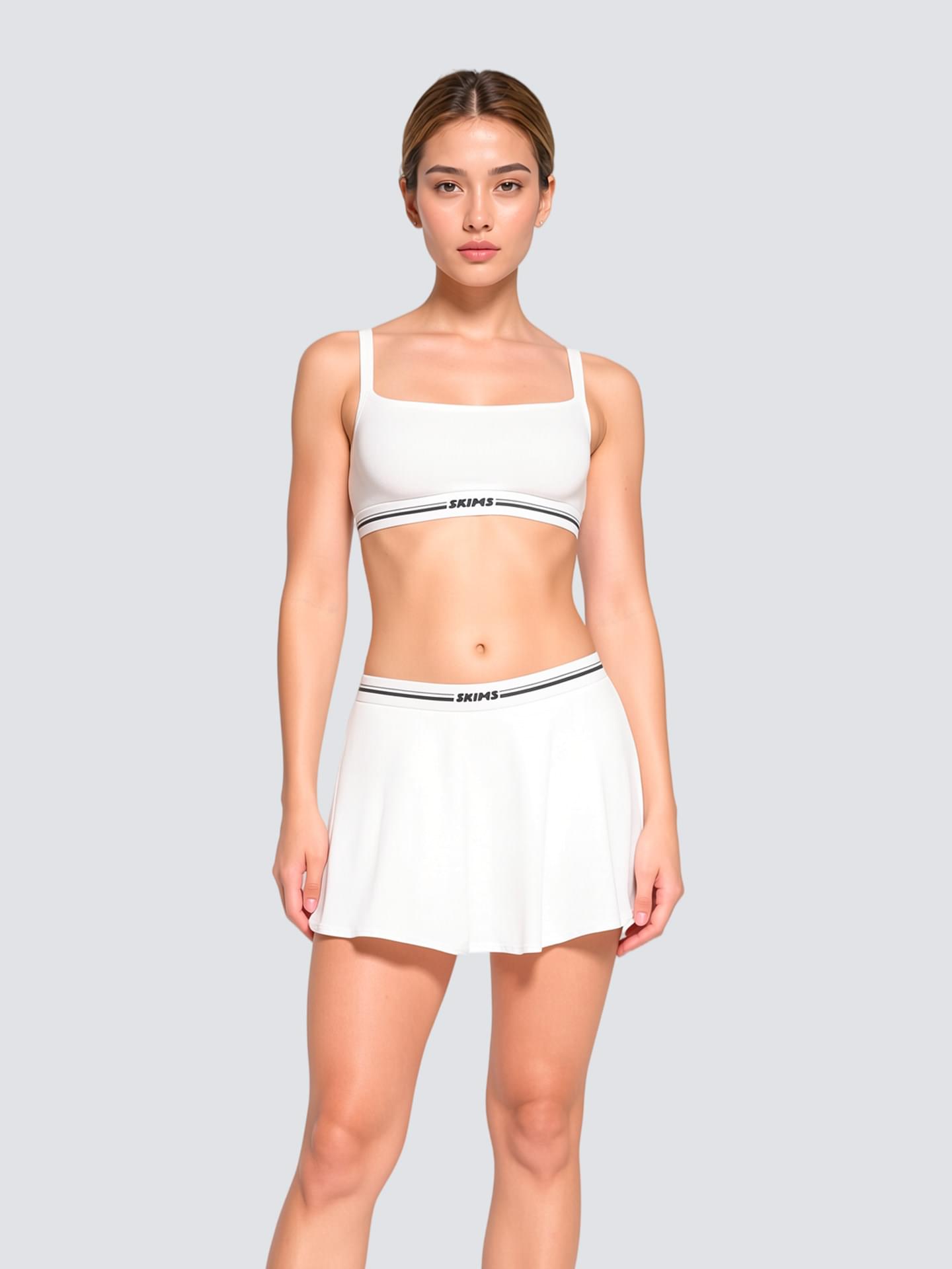 طقم SKIMS رياضي بخصر مطاطي شعار الماركة Swimwear
