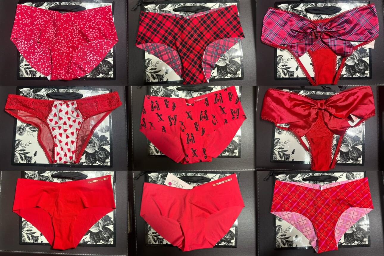 سراويل Panties نسائية باللون الأحمر بتصاميم الدانتيل والساتان