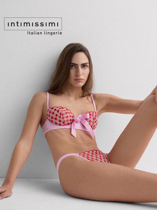 طقم لانجري قلوب الحب Intimissimi RBD2593 | طقم قطعتين شفاف بدانتيل إيطالي رومانسي 💖 ليلة ساحرة