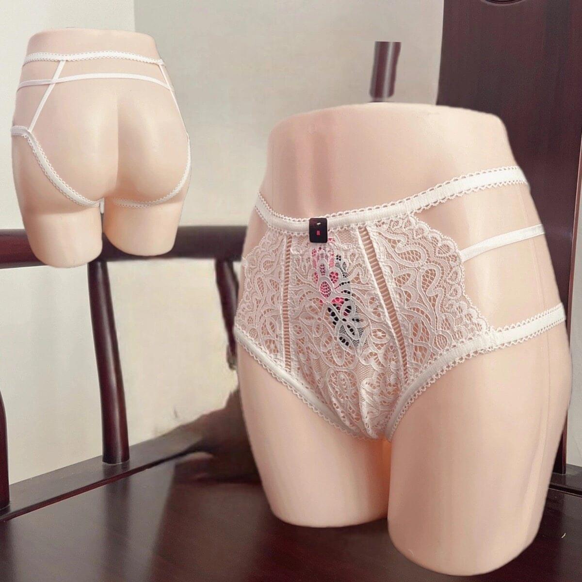 Panties دانتيل أبيض بتصميم أشرطة جانبيّة