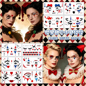 Halloween face stickers, prank little makeup tattoo stickers, costume party temporary face painting stickers, quirky