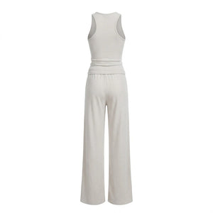 Wide Leg Sweatpants Women in smoke wood ash, vanilla white and fireworks red shown from the front