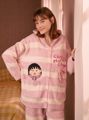 Fleece hooded loungewear set in pink, front angle view