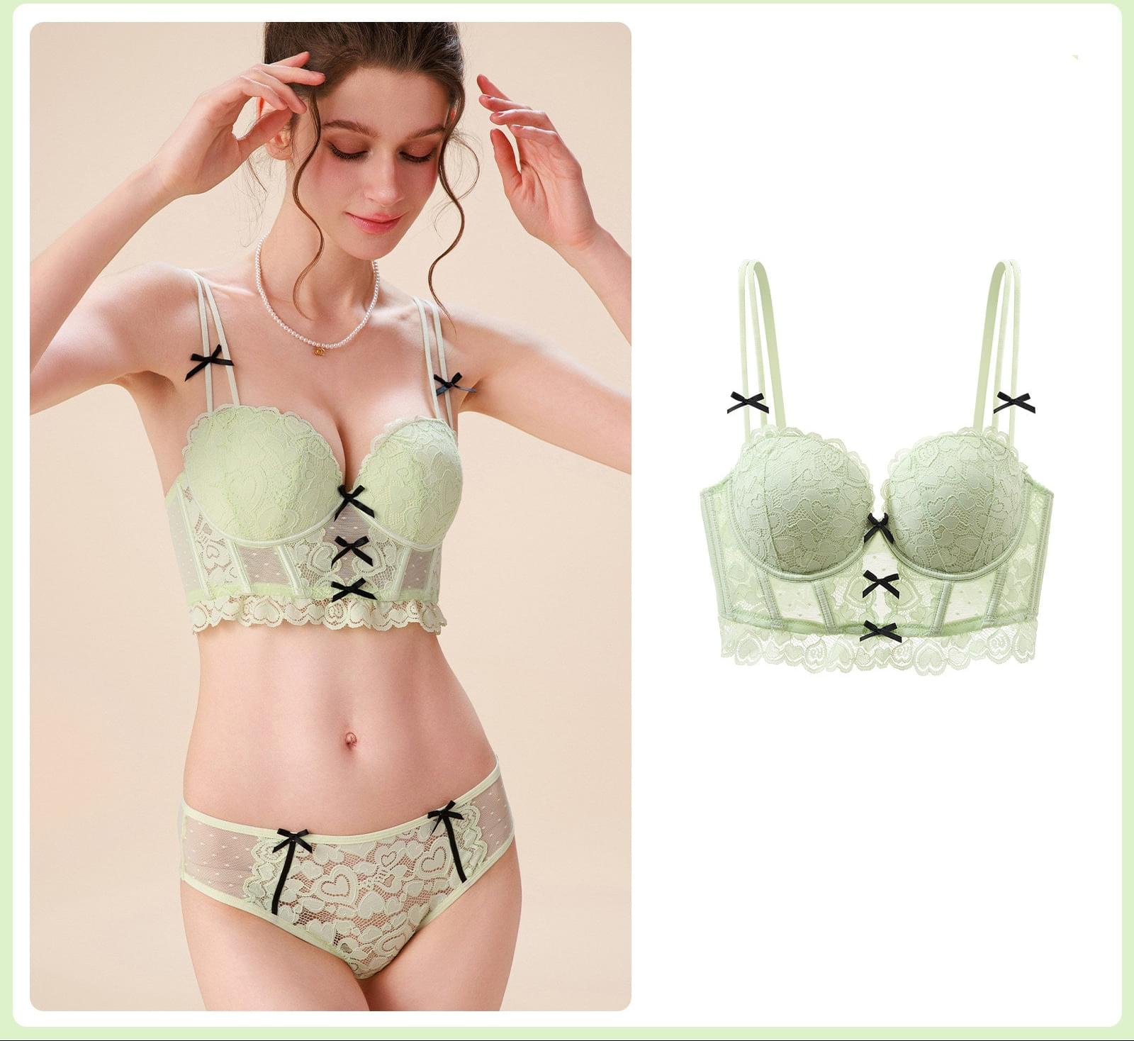 طقم Lingerie دانتيل مطرز بتصميم كؤوس 3D ناعمة