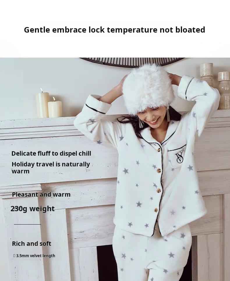 طقم بيجاما Loungewear دافئ من المخمل الناعم