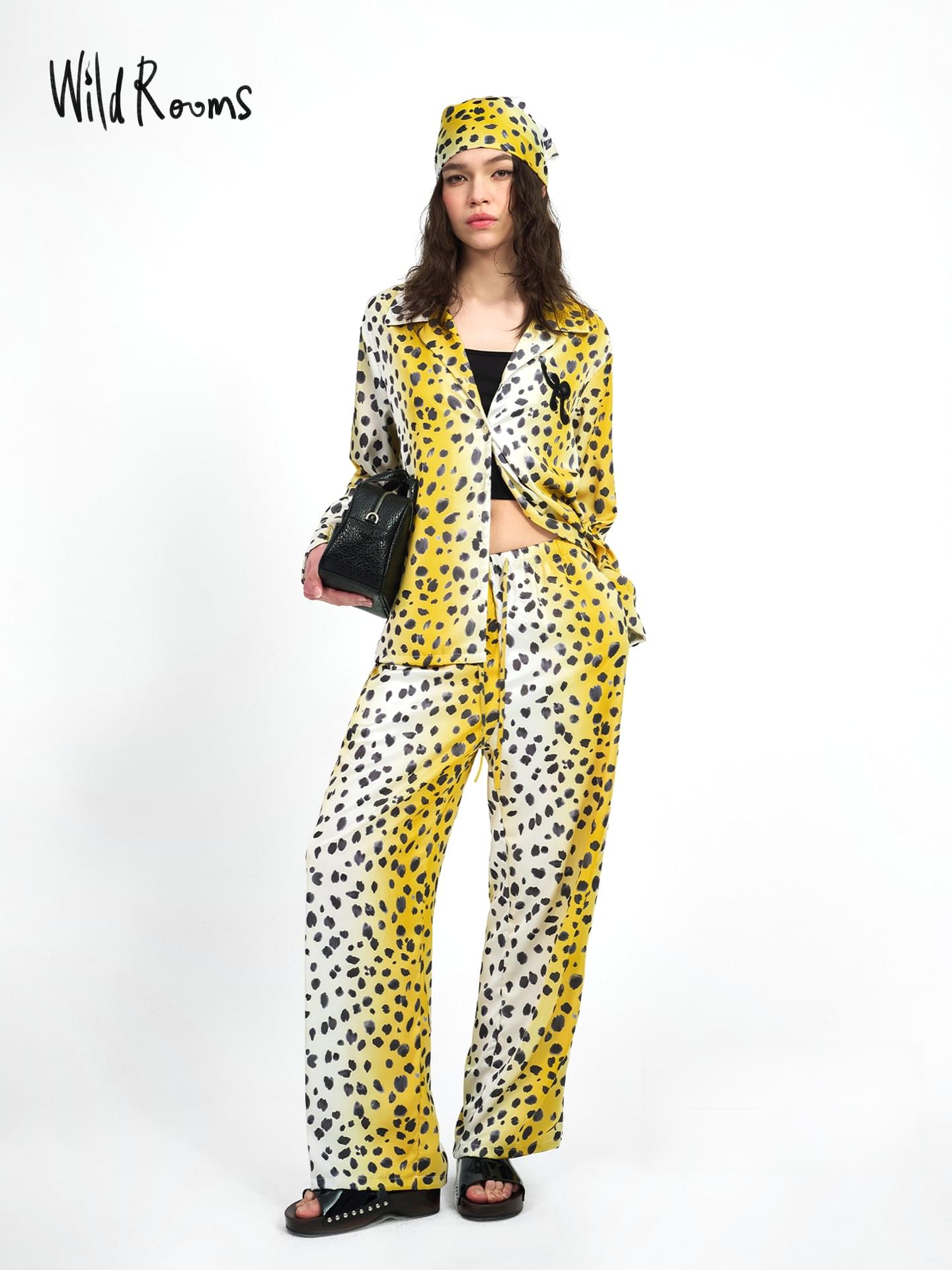 طقم WildRooms Ombre Leopard – بيجامة الفهد المتدرجة بالفخامة والألوان الحيوية المنعشة 🐆💛✨